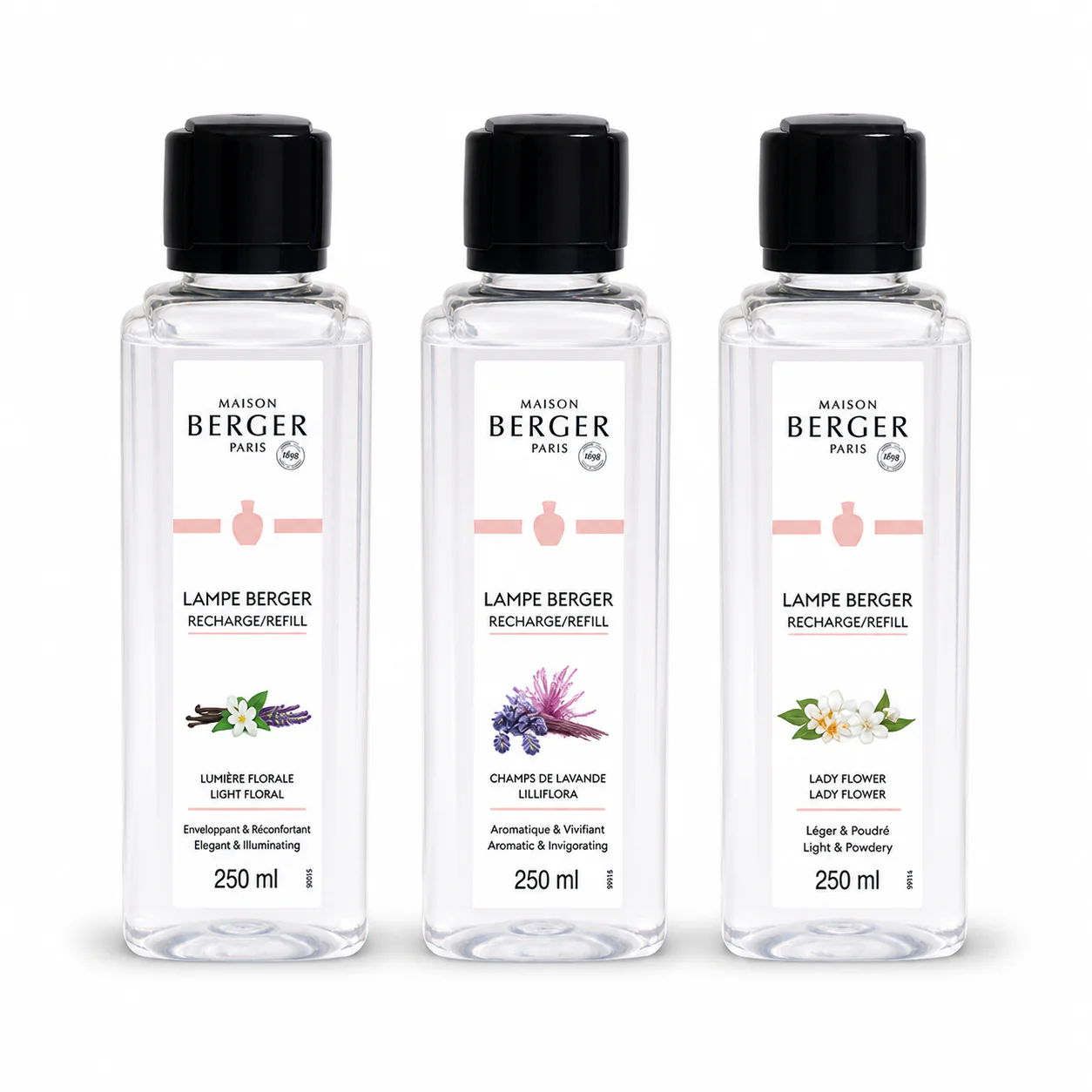 Ophelia Floral Trio Pack Sampler Sizes - Lampe Maison Berger Fragrance - 750 Ml
